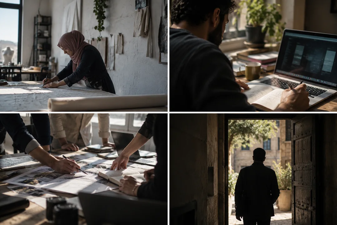 تسلسل بصري تطويري مركب: عمل فردي وجماعي وعتبة مكانية